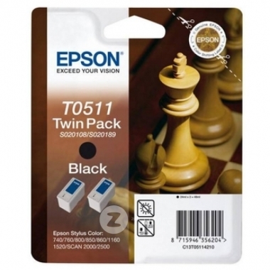 Картридж T0511 (C13T05114210) черный (2 шт.) для Epson Stylus Photo 800/1520